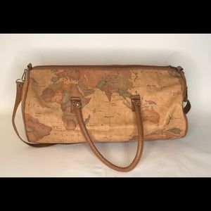 VTG World Globe Map Print Travel Duffel Bag 80's